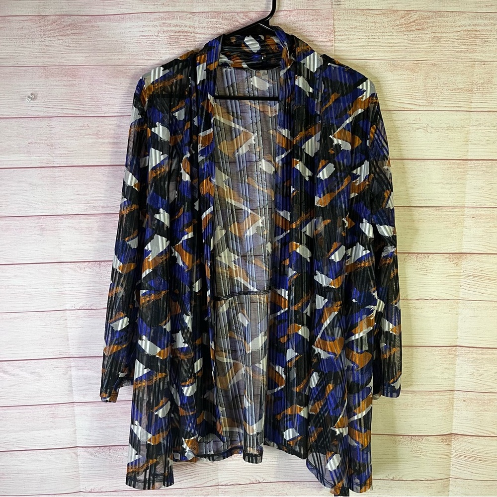 Black Label by Evan-Picone Sheer Open Front Cardigan Size 2X